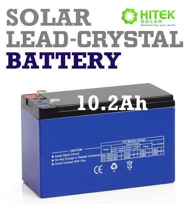 12v 9Ah - 10.2Ah Solar Lead-Crystal deep cycle battery for kontiki, ups, electric fence, razor bike, kids ride on toys, ups, alarm system, etc.